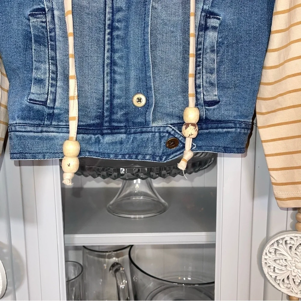 VGUC JAK & PEPPAR girls angel wings denim & knit hooded jean jacket Sz 6​​ - Picture 7 of 8